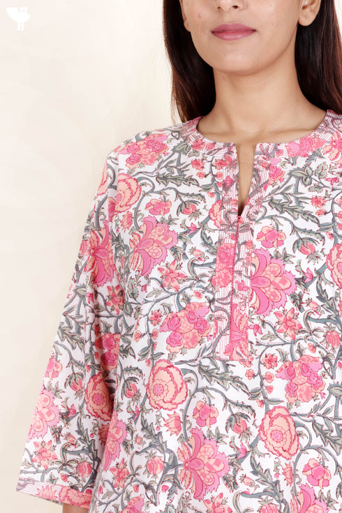 Bizzy Lizzy Kurta Pant Set With Dupatta In Block Print